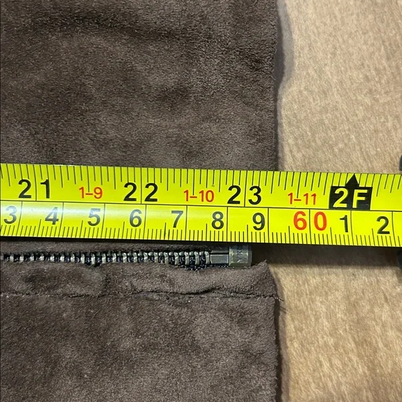 Suede Leather Chocolate Brown Blouson Full Zip Pockets Lined Jacket MP - Picture 15 of 16